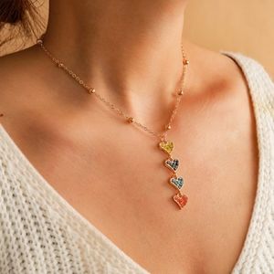 🌟3/$15 Gold Multicolored Hearts Necklace